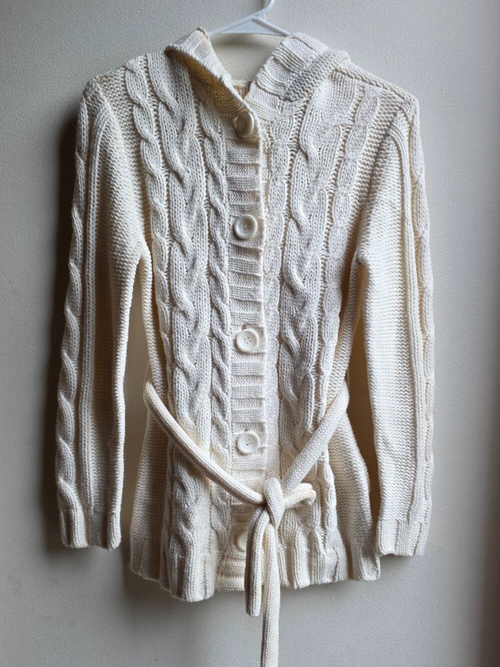 The Original Arizona Jean Company Cream Hooded Button Down Cardigan Size Large